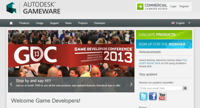 オートデスクはGame Developers Conferenceに合わせて、ゲーム開発向けのミドルウェア「GAMEWARE」についても最新バージョンを公開しました。