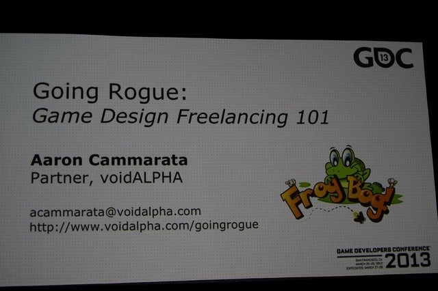 アクティビジョンで『Tony Hawk Pro Skater』などを手掛け、現在はフリーランスで活動を行うゲームデザイナーのAaron Cammarata氏は、GDC 2013最終日に「Going Rogue: Game Design Freelancing 101」としたセッションを実施。独立してフリーランスで戦っていく厳しさと