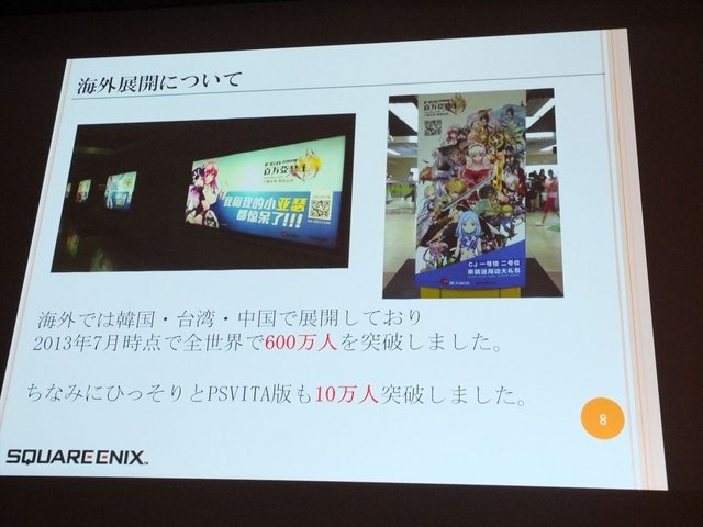 8月23 日に行われたCEDEC 2013において、株式会社スクウェア・エニックスの古川雄樹氏と株式会社ビサイドの南治一徳氏は「拡散性ミリオンアーサーをPS Vitaに展開した事例について」という報告を行いました。