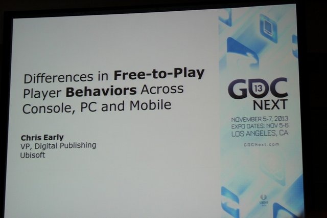 ユービーアイソフトでデジタルパブリッシング担当副社長を務めるChris Early氏は「What Are the Differences in Free-to-Play Player Behaviors Across Console, PC and Mobile Platforms?」(プラットフォームの違いによるユーザーのF2Pへの行動の違い)と題した講演を行