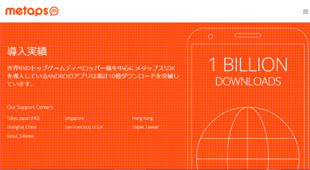 株式会社メタップス  が、同社が提供するAndroidアプリ向け収益化プラットフォーム「metaps」を導入するアプリのダウンロード数が世界累計10億件を突破したと発表した。