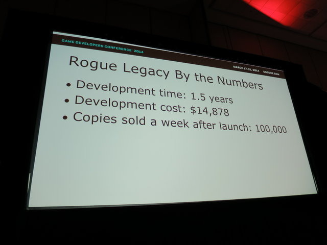 Steamのダウンロードゲーム『Rougue Legacy』（以下『ローグ・レガシー』）の開発秘話、開発を振り返る「Rogue Legacy Design Postmortem: Budget Development」がGDC初日の午後、開催されました。