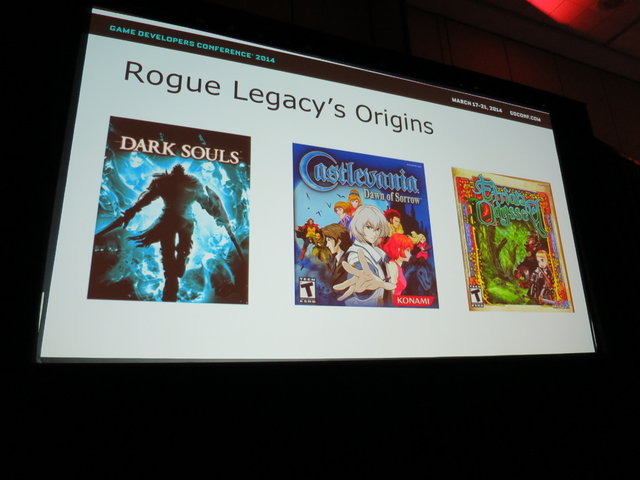 Steamのダウンロードゲーム『Rougue Legacy』（以下『ローグ・レガシー』）の開発秘話、開発を振り返る「Rogue Legacy Design Postmortem: Budget Development」がGDC初日の午後、開催されました。