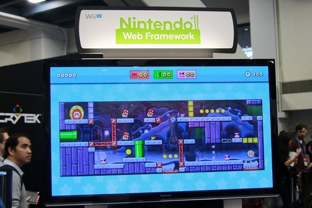 HTML5でWii Uのゲームを開発するためのライブラリで、任天堂が昨年のGDCで発表した「任天堂ウェブフレームワーク」。今年のブースでもフィーチャーされていた本ライブラリですが、どこかで見たようなゲームが動いていました。