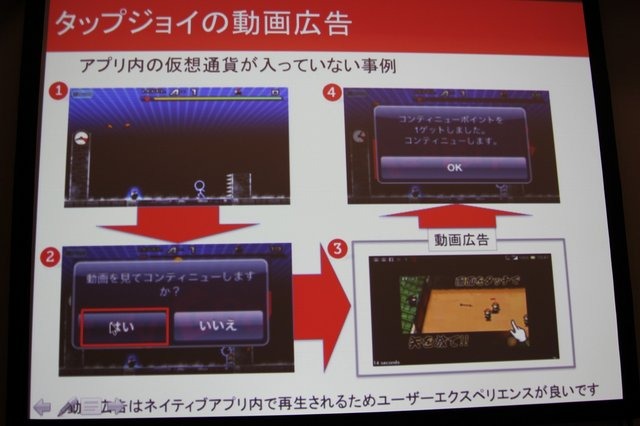 多くの開発者にとって重要性が増している広告ソリューション。25日、グランフロント大阪で開催された「Game Tools & Middleware Forum 2014」にてタップジョイの只隈茂朗氏が「フリーミアムモデルスマートフォンアプリの収益化手段」と題した講演を行いました。