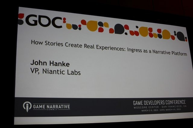 グーグルが提供している位置情報を使ったゲーム『Ingress』。世界中から集ったゲーム開発者によって、 サンフランシスコの街が大変な事になっているそうですが 、会場でもNiantic LabsのJohn Hanke氏がナラティブの観点から『Ingress』を語るセッションが行われました。