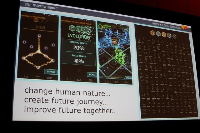 グーグルが提供している位置情報を使ったゲーム『Ingress』。世界中から集ったゲーム開発者によって、 サンフランシスコの街が大変な事になっているそうですが 、会場でもNiantic LabsのJohn Hanke氏がナラティブの観点から『Ingress』を語るセッションが行われました。