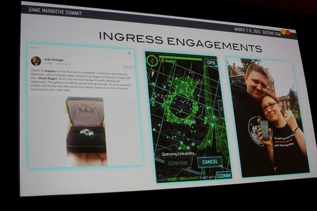 グーグルが提供している位置情報を使ったゲーム『Ingress』。世界中から集ったゲーム開発者によって、 サンフランシスコの街が大変な事になっているそうですが 、会場でもNiantic LabsのJohn Hanke氏がナラティブの観点から『Ingress』を語るセッションが行われました。