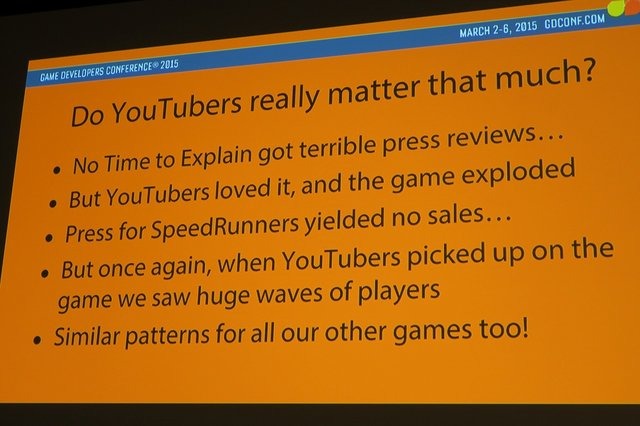 インディーパブリッシャーのtinyBuild GamesのMike Rose氏は「How YouTubers and Twitch Streamers Can Help Sell Your Games」(YouTuberやTwitchのストリーマーはどうゲームを売る手伝いが出来るか)と題した講演をGDC 2015の3日目に行いました。