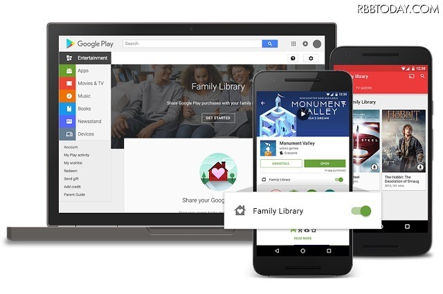 米Google、アプリやコンテンツを6人で共有できる「Google Play Family Library」発表