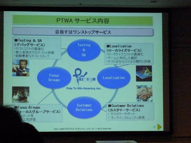 サンフランシスコ拠点の開設（2009年8月）や、ゲームチューニング専門会社「猿楽庁」の完全子会社化（2010年4月）など、グローバル化の進むゲーム業界のニーズに合わせてアクティブに活動を続けるポールトゥウィン社。