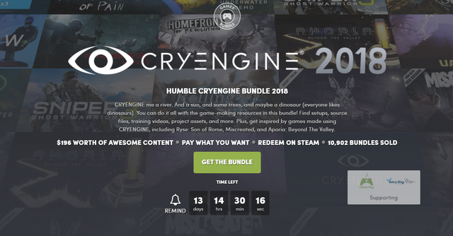 CRYENGINE使用作品やアセットファイルが格安で手に入る「Humble CRYENGINE Bundle 2018」開始！