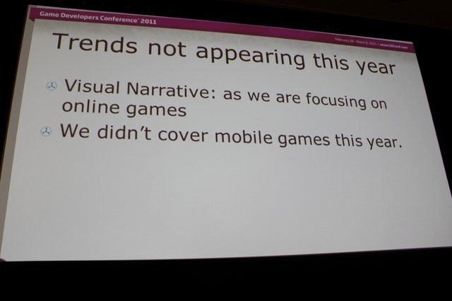 GDC初日の10:00から開催された「Social and Online Game Design 2010 A Year in Review」は、カジュアルゲームの分野で造詣の深い、Nick Fortugno氏(CCO Playmatics)とJuan Gril氏(Joju Games)が、2010年に見つけたイノベーティブなゲームデザインを紹介するというセッ