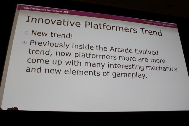 GDC初日の10:00から開催された「Social and Online Game Design 2010 A Year in Review」は、カジュアルゲームの分野で造詣の深い、Nick Fortugno氏(CCO Playmatics)とJuan Gril氏(Joju Games)が、2010年に見つけたイノベーティブなゲームデザインを紹介するというセッ