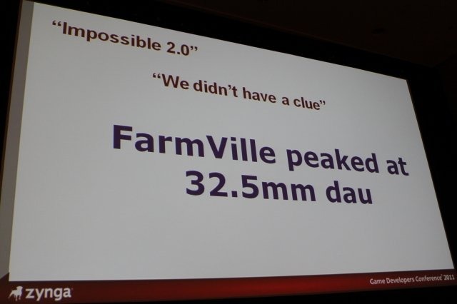 Game Developers Conference初日のSocial and Online Game Summitの一つとして13:45〜14:15で開催されたのが「Click Zen: Zynga’s Evolution from FarmVille to CityVille」です。飛ぶ鳥を落とす勢いのジンガが最新の大ヒット作『CityVille』を語るということで広い会