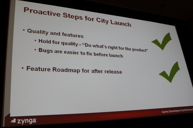 Game Developers Conference初日のSocial and Online Game Summitの一つとして13:45〜14:15で開催されたのが「Click Zen: Zynga’s Evolution from FarmVille to CityVille」です。飛ぶ鳥を落とす勢いのジンガが最新の大ヒット作『CityVille』を語るということで広い会