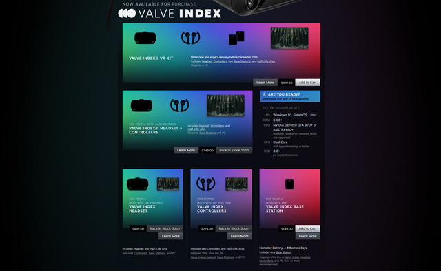 『Half-Life: Alyx』の発表によりVRヘッドセット「Valve Index」が各国で品薄に