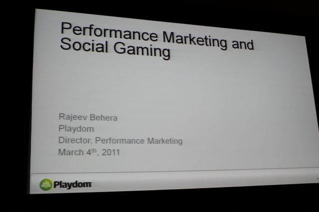 昨年ディズニーが買収したソーシャルゲームデベロッパー大手のPlaydomでパフォーマンスマーケティングを担当するRajeev Behera氏が「Performance Marketing and Social Gaming」と題した講演をGDC最終日に行いました。主にFacebookでの広告について分析しています。