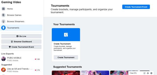ストリーミングサービス「Facebook Gaming」にトーナメント作成機能が追加―誰でも気軽にトーナメントを開催できるように
