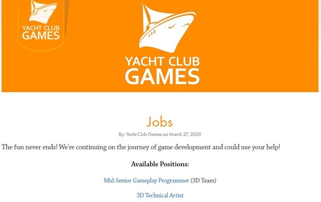 『ショベルナイト』デベロッパー「Yacht Club Games」3Dゲーム開発準備開始―公式サイトにて人材を募集