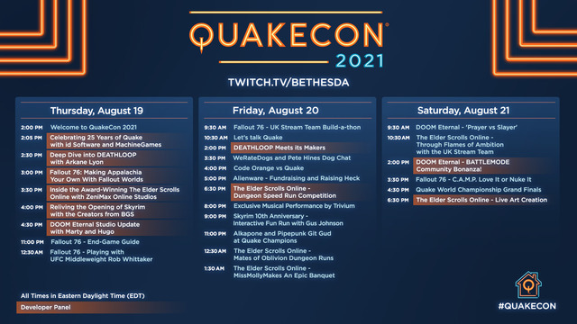 「QuakeCon 2021」スケジュール公開―『スカイリム』『DOOM Eternal』の情報も