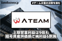 エイチームHD、上期営業利益は9倍も暗号資産評価損で純利益6割減【ゲーム企業の決算を読む】
