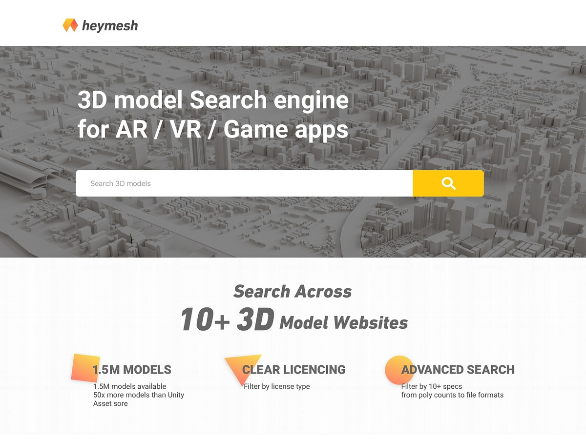 Meson 3d Cgモデル無料検索サービス Heymesh を開始 価格やポリゴン数でフィルタリングも Gamebusiness Jp