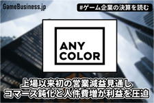 ANYCOLORが転換期迎える―上場以来初の営業減益見通し、コマース鈍化と人件費増が利益を圧迫【ゲーム企業の決算を読む】