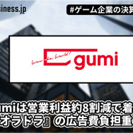 gumiは営業利益約8割減で着地、『オラドラ』の広告費負担重く【ゲーム
