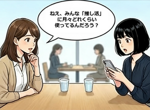 推し活の月平均支出額・afb調査【4コマ漫画で要点整理】 画像